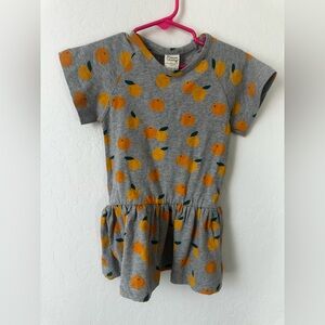 Gray Kids Casual Dress with Orange Print